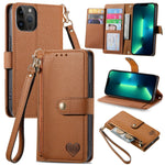 Custodia in pelle con cordino per iPhone compatibili
