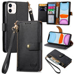Custodia in pelle con cavalletto per iPhone compatibili