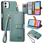 Custodia in pelle con cavalletto per iPhone compatibili