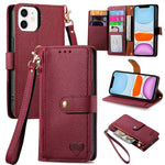 Custodia in pelle con cavalletto per iPhone compatibili
