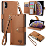 Custodia in pelle con cavalletto per iPhone compatibili