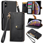 Custodia in pelle con cavalletto per iPhone compatibili