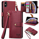 Custodia in pelle con cavalletto per iPhone compatibili