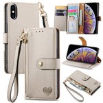 Custodia in pelle con cavalletto per iPhone compatibili