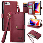Custodia in pelle con cordino per iPhone compatibili