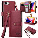 Custodia per telefono in pelle con cordino Love Zipper, For iPhone 7 Plus / 8 Plus, For iPhone 6 Plus / 6s Plus, For iPhone 6 / 6s