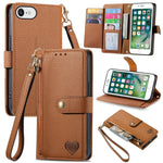 Custodia per telefono in pelle con cordino Love Zipper, For iPhone 7 Plus / 8 Plus, For iPhone 6 Plus / 6s Plus, For iPhone 6 / 6s