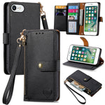 Custodia per telefono in pelle con cordino Love Zipper, For iPhone 7 Plus / 8 Plus, For iPhone 6 Plus / 6s Plus, For iPhone 6 / 6s