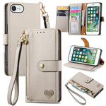 Custodia per telefono in pelle con cordino Love Zipper, For iPhone 7 Plus / 8 Plus, For iPhone 6 Plus / 6s Plus, For iPhone 6 / 6s