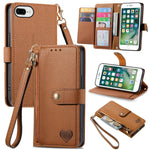 Custodia per telefono in pelle con cordino Love Zipper, For iPhone 7 Plus / 8 Plus, For iPhone 6 Plus / 6s Plus, For iPhone 6 / 6s