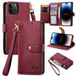 Custodia in pelle con cordino per iPhone 15 e 14