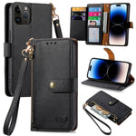 Custodia in pelle con cordino per iPhone 15 e 14
