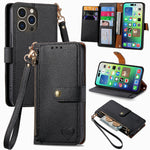 Custodia in pelle con cavalletto per iPhone 15 e 16