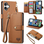 Custodia in pelle con cordino per iPhone 16