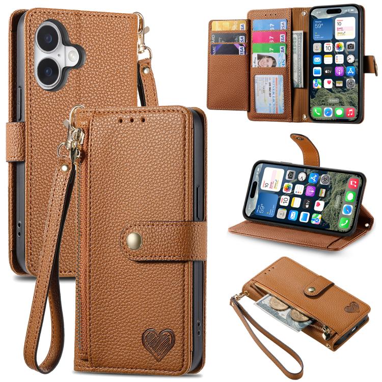 Custodia in pelle con cordino per iPhone 16