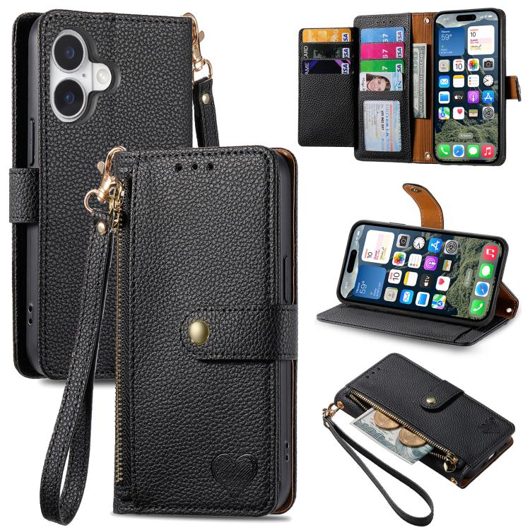 Custodia in pelle con cordino per iPhone 16