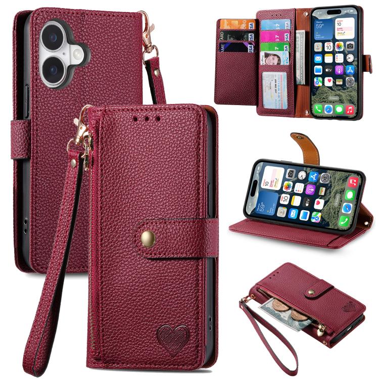 Custodia in pelle con cordino per iPhone 16
