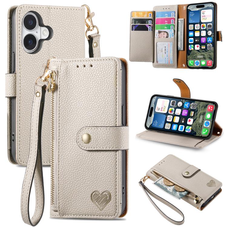 Custodia in pelle con cordino per iPhone 16