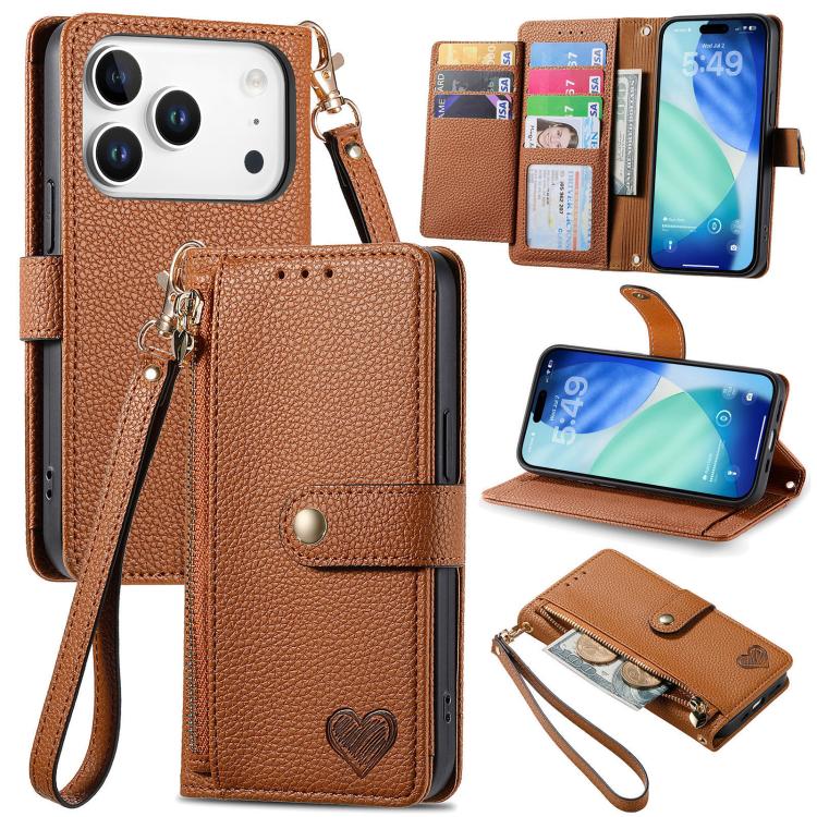 Custodia in pelle con cordino per iPhone 16