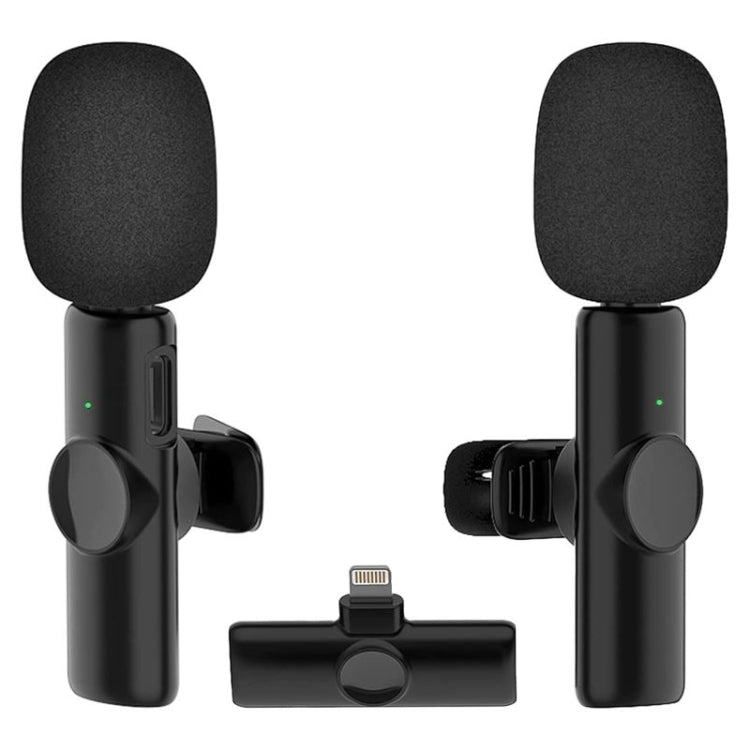 Mini microfono Bluetooth Microfono wireless lavalier con riduzione del rumore per iPhone / iPad, con ricevitore a 8 pin, Single Microphone, Dual Microphones