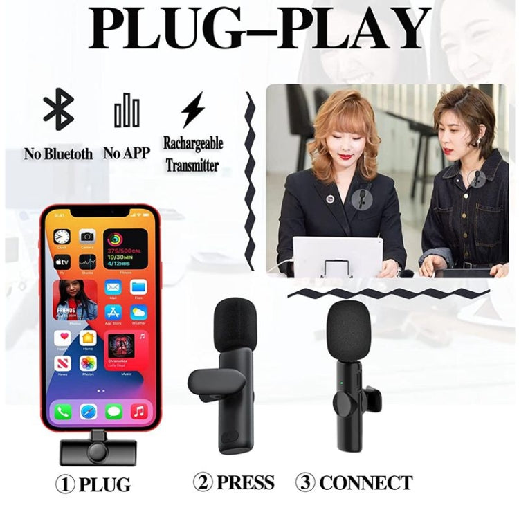 Mini microfono Bluetooth Microfono wireless lavalier con riduzione del rumore per iPhone / iPad, con ricevitore a 8 pin, Single Microphone, Dual Microphones