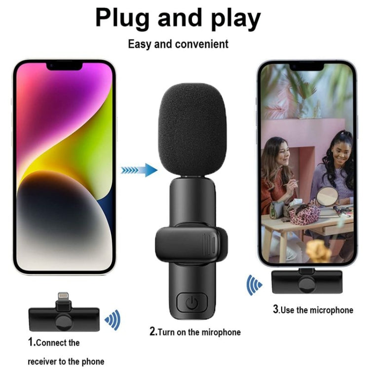 Mini microfono Bluetooth Microfono wireless lavalier con riduzione del rumore per iPhone / iPad, con ricevitore a 8 pin, Single Microphone, Dual Microphones