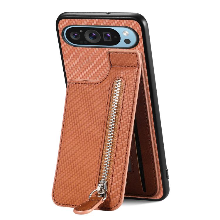 Custodia per telefono con cerniera verticale in fibra di carbonio, For Google Pixel 10 Pro XL, For Google Pixel 10 / 10 Pro, For Google Pixel 9a, For Google Pixel 9 Pro XL
