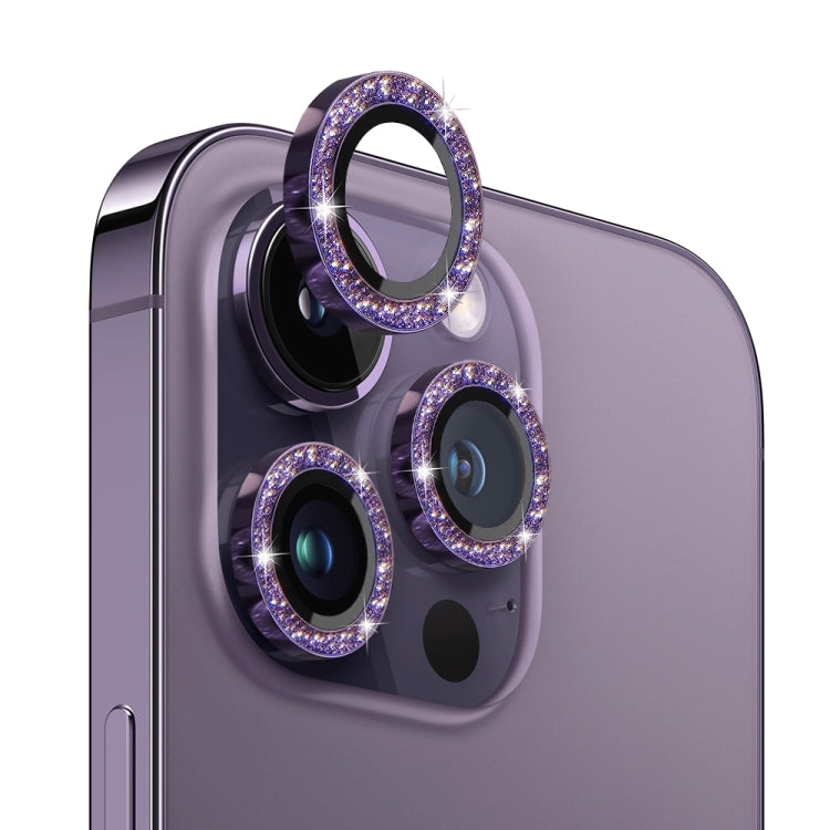 Pellicola per fotocamera NORTHJO in vetro temperato con anello in metallo glitterato, For iPhone 14 Pro / 14 Pro Max