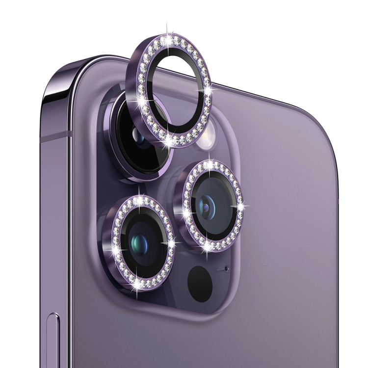 Pellicola vetro temperato con anello strass per iPhone 14 Pro