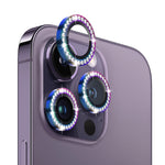 Pellicola vetro temperato con anello strass per iPhone 14 Pro