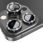 NORTHJO Pellicola protettiva per obiettivo fotocamera in vetro temperato Bling glitterato con anello in metallo, For iPhone 13 Pro / 13 Pro Max