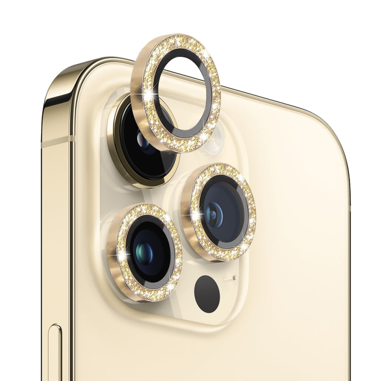 NORTHJO Pellicola protettiva per obiettivo fotocamera in vetro temperato Bling glitterato con anello in metallo, For iPhone 13 Pro / 13 Pro Max