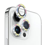 NORTHJO Pellicola protettiva per obiettivo fotocamera in vetro temperato Bling glitterato con anello in metallo, For iPhone 13 Pro / 13 Pro Max