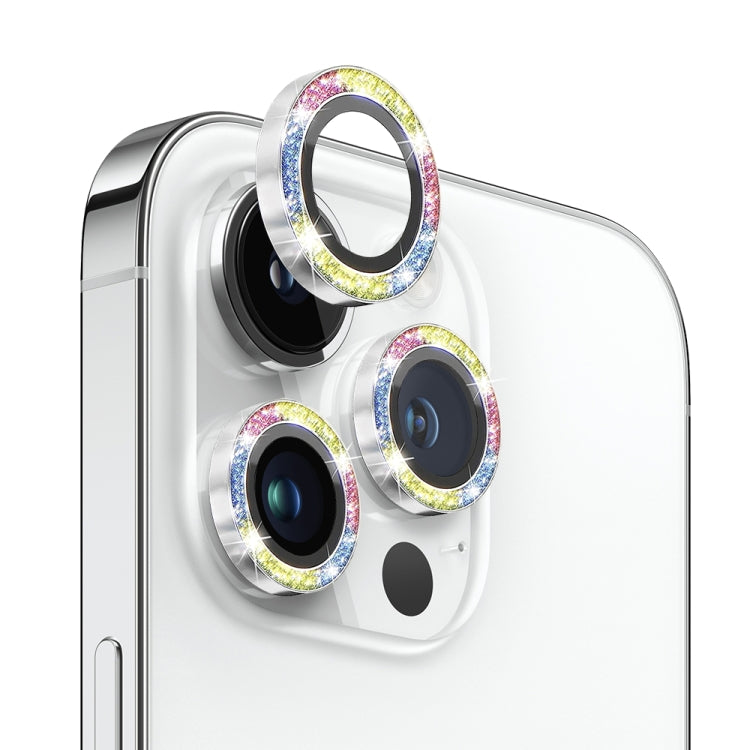 NORTHJO Pellicola protettiva per obiettivo fotocamera in vetro temperato Bling glitterato con anello in metallo, For iPhone 13 Pro / 13 Pro Max