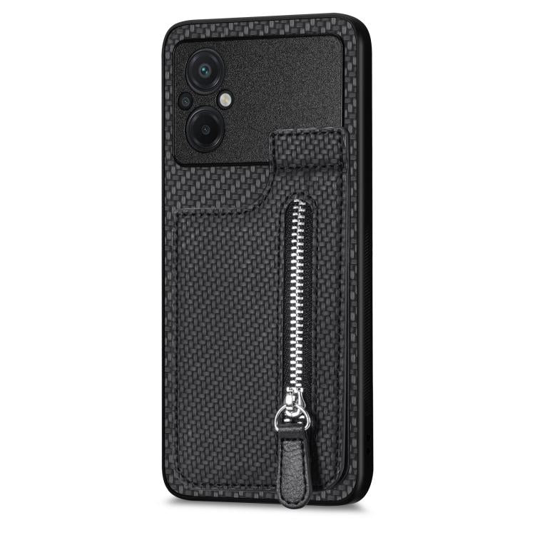 Custodia portafoglio in fibra di carbonio con cerniera per Xiaomi