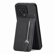 Custodia per telefono con cerniera verticale in fibra di carbonio, For Xiaomi 13, For Xiaomi 12T, For Xiaomi POCO M5 4G, For Redmi Note 11T Pro 5G