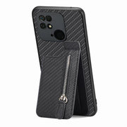 Custodia per telefono con cerniera verticale in fibra di carbonio, For Redmi 10C, For Redmi Note 11 4G, For Redmi 10, For Redmi Note 10 4G