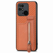 Custodia per telefono con cerniera verticale in fibra di carbonio, For Redmi 10C, For Redmi Note 11 4G, For Redmi 10, For Redmi Note 10 4G