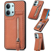 Custodia per telefono con cerniera verticale in fibra di carbonio, For Redmi 15C 5G / 4G Glodal 171mm, For Xiaomi 15T, For Redmi K80 Pro / Poco F7 Ultra, For Redmi K80 / Poco F7 Pro