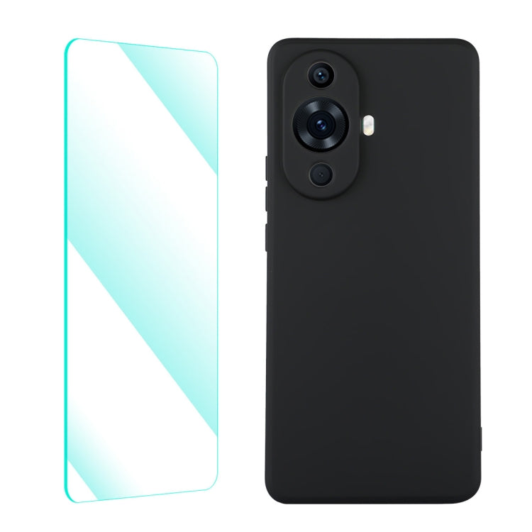 ENKAY Custodia per telefono in silicone liquido con pellicola in vetro temperato, For Huawei Nova 11