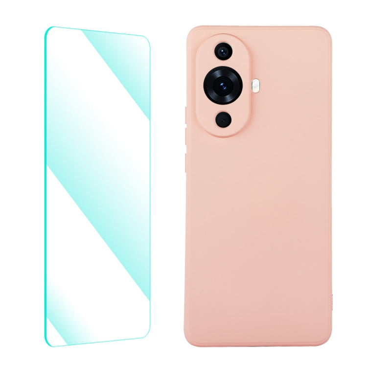 ENKAY Custodia per telefono in silicone liquido con pellicola in vetro temperato, For Huawei Nova 11