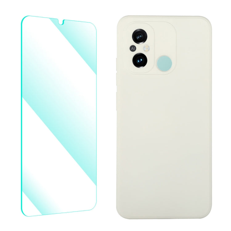 ENKAY Custodia per telefono in silicone liquido con pellicola temperata, For Xiaomi Poco C55 / Redmi 12C