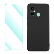 ENKAY Custodia per telefono in silicone liquido con pellicola temperata, For Xiaomi Poco C55 / Redmi 12C