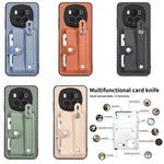 Cassa del telefono della copertura posteriore del raccoglitore della carta del cavalletto del braccialetto con il coltello dell'attrezzo, For Honor 80 Pro, For Honor 70