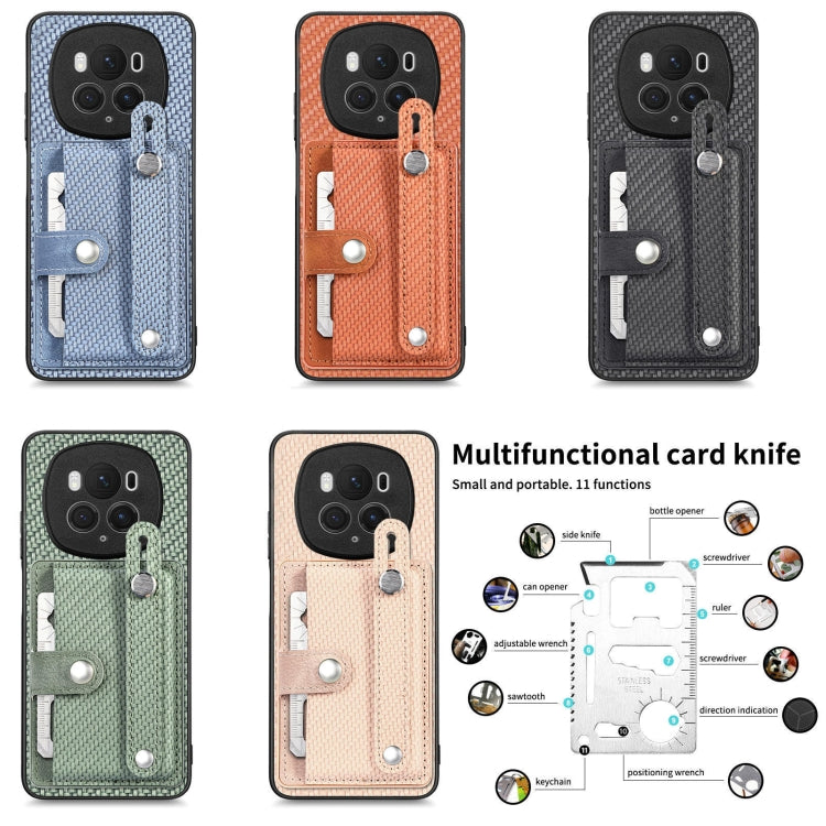 Cassa del telefono della copertura posteriore del raccoglitore della carta del cavalletto del braccialetto con il coltello dell'attrezzo, For Honor 80 Pro, For Honor 70