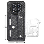 Cassa del telefono posteriore del portafoglio del cavalletto del braccialetto con il coltello dell'attrezzo, For Redmi Note 14 5G, For Redmi Note 14 Pro+ 5G, For Redmi Note 14 Pro 5G, For Xiaomi 14 Pro