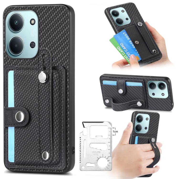Cassa del telefono posteriore del portafoglio del cavalletto del braccialetto con il coltello dell'attrezzo, For Redmi 15C 5G / 4G Global 171mm, For Xiaomi 15T, For Redmi K80 Pro / Poco F7 Ultra, For Redmi K80 / Poco F7 Pro