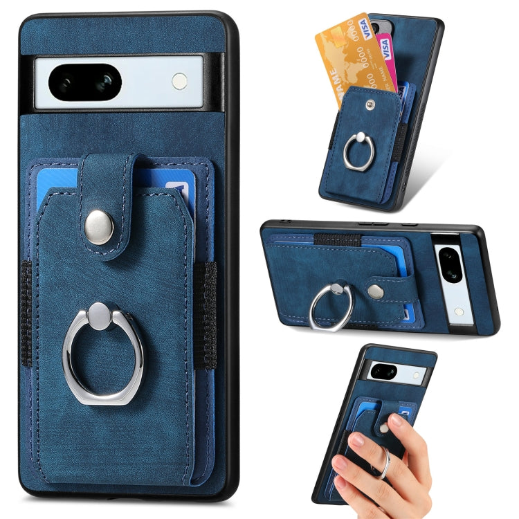 Retro cassa del telefono del raccoglitore della carta dell'anello di pelle-tatto, For Google Pixel 10 Pro XL, For Google Pixel 9a, For Google Pixel 9 Pro XL, For Google Pixel 7a