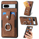 Retro cassa del telefono del raccoglitore della carta dell'anello di pelle-tatto, For Google Pixel 10 Pro XL, For Google Pixel 9a, For Google Pixel 9 Pro XL, For Google Pixel 7a