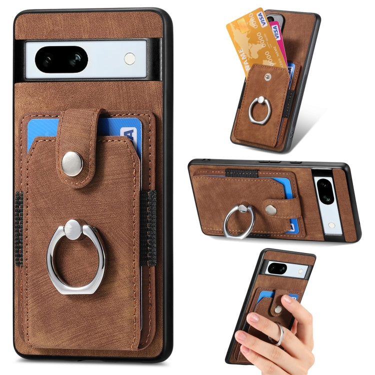 Retro cassa del telefono del raccoglitore della carta dell'anello di pelle-tatto, For Google Pixel 10 Pro XL, For Google Pixel 9a, For Google Pixel 9 Pro XL, For Google Pixel 7a